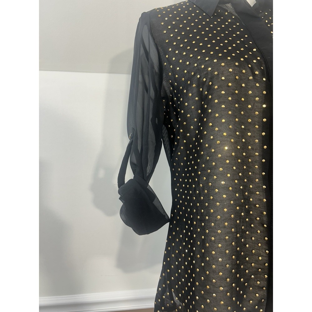 Vintage New with Tags Renaissance Festival Y2k black sheer gold accents Sz M - Picture 11 of 11